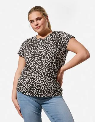 T-shirt - Motivo allover - Nero