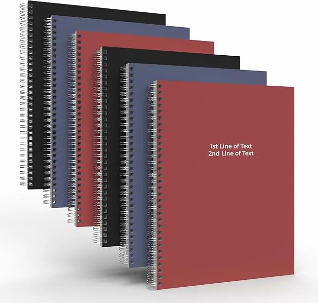 Custom Spiral Notebook Journals with Professional Colored Covers - 6 Pack of 8.5" x 11" – College Ruled, Hard Cover, 50 Sheets Per Book – For Journaling, Office, School Supplies, etc.