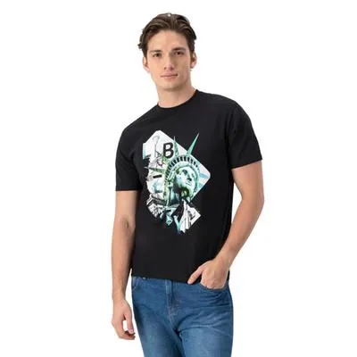 Playera Hummo Hombre Manga Corta Diseño Frontal Estatua de la libertad