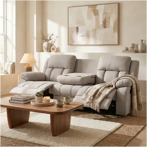 Sofa Reclinable 3 Cuerpo Reclinable porta vaso tela tecnica