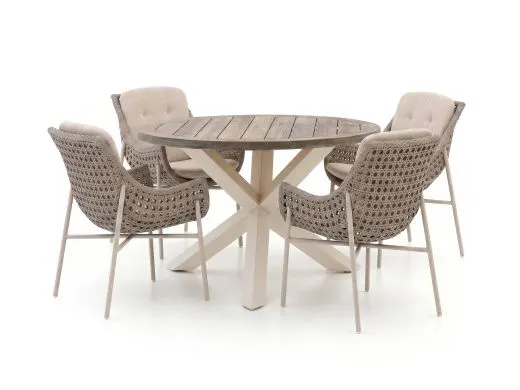 Manifesto Novara/ROUGH-Y ø120cm dining tuinset 5-delig