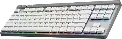 Logitech G515 Lightspeed TKL Low Profile Wireless Gaming Keyboard, LIGHTSYNC RGB, Thin Tenkeyless Design, Double-Shot PBT Keycaps, Linear (Red) Mechanical Switches - White Logitech G515 Lightspeed TKL Low Profile Wireless Gaming…