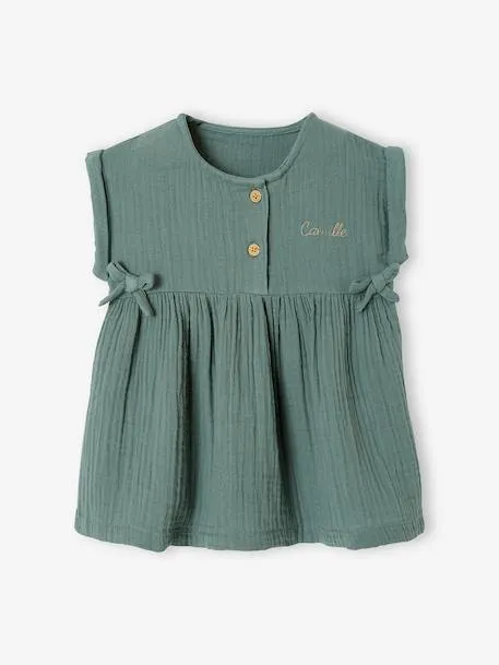 Robe bébé en gaze de coton - vert
