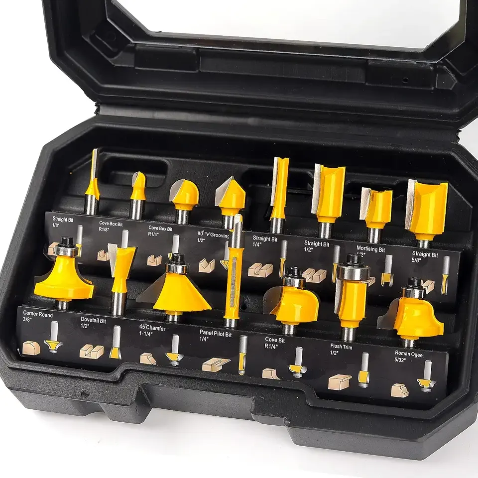 MNA Router Bits Set 15 Pieces 1/4 Inch, Router Bits Kit