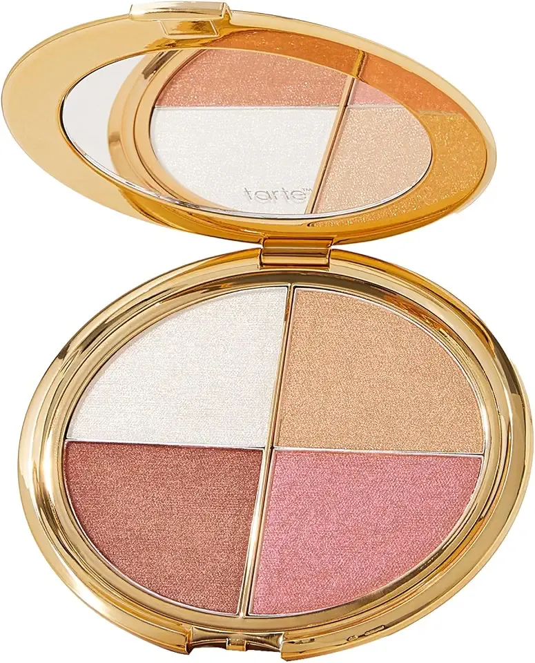 tarte glow wardrobe highlighting eye & cheek palette – Highlighter, Blush, Bronze & Eyeshadow All-in-One Face & Eye Viral Makeup for Everday Radiant Blendable Glow, Vegan & Cruelty Free, full size