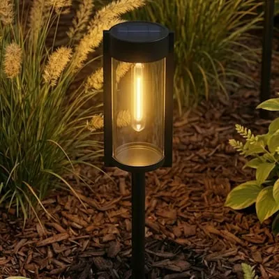 10 -Pack 10ct solar filament light 5 -Lumens Black Solar LED Outdoor Path Light Kit ( 3000-K )