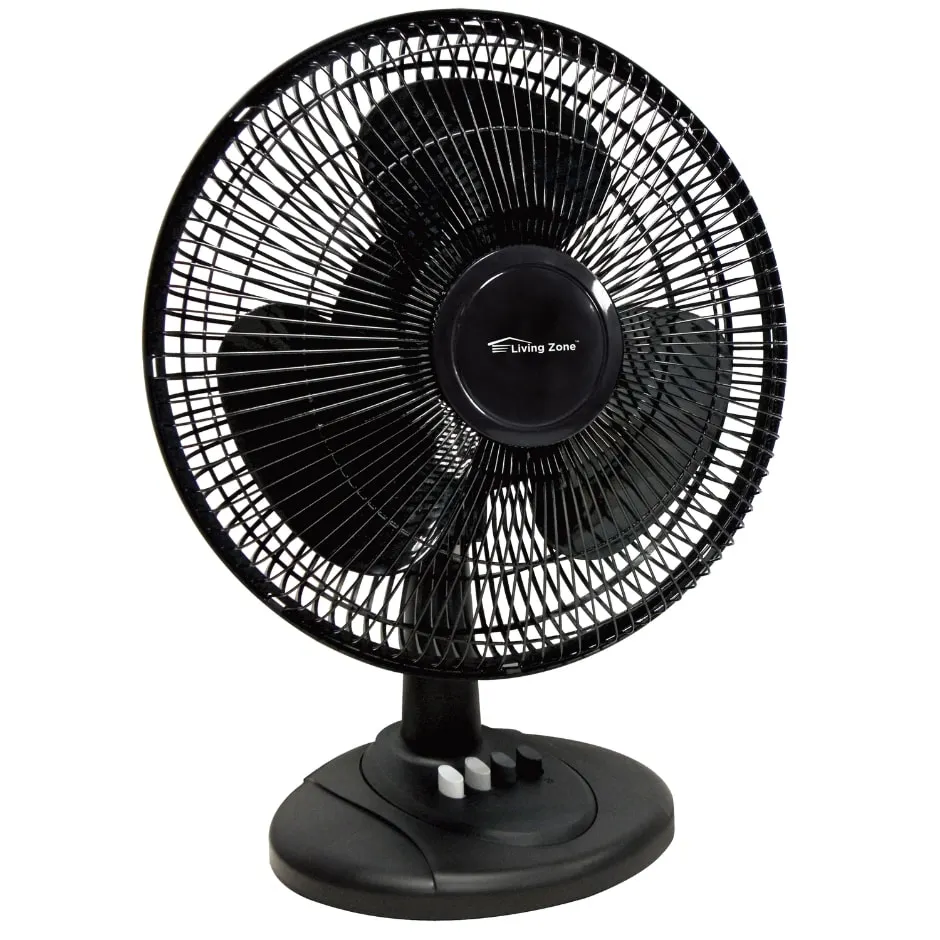 Comfort Zone White Oscillating Table Fan, 12 in.