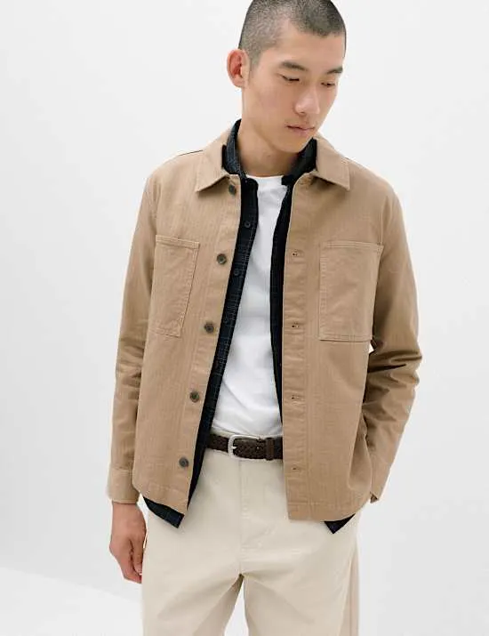 Pure Cotton Herringbone Overshirt​