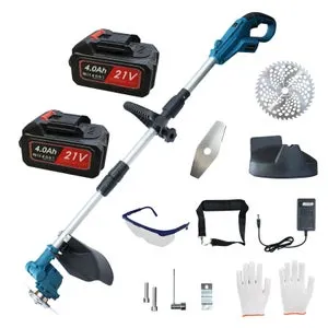 Tagliaerba a batteria 21V 600W motore brushless decespugliatore regolabile 90° con doppia lama e batterie