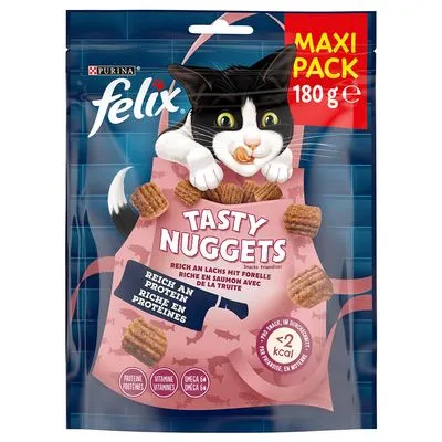 Friandises Felix pour chat : 3 + 1 paquet offert ! Tasty Nuggets: saumon, truite (4 x 180 g)