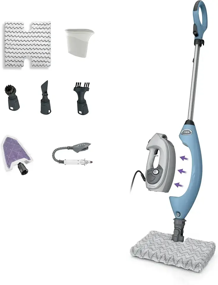 Shark Lift-Away 5-in-1 Steam Mop with Detachable Handheld Steam Cleaner, for Whole Home Cleaning including Sealed Hard Floors, Kitchens, Bathrooms, Upholstery, Cars, Grout & more, Blueberry, S3972BRN