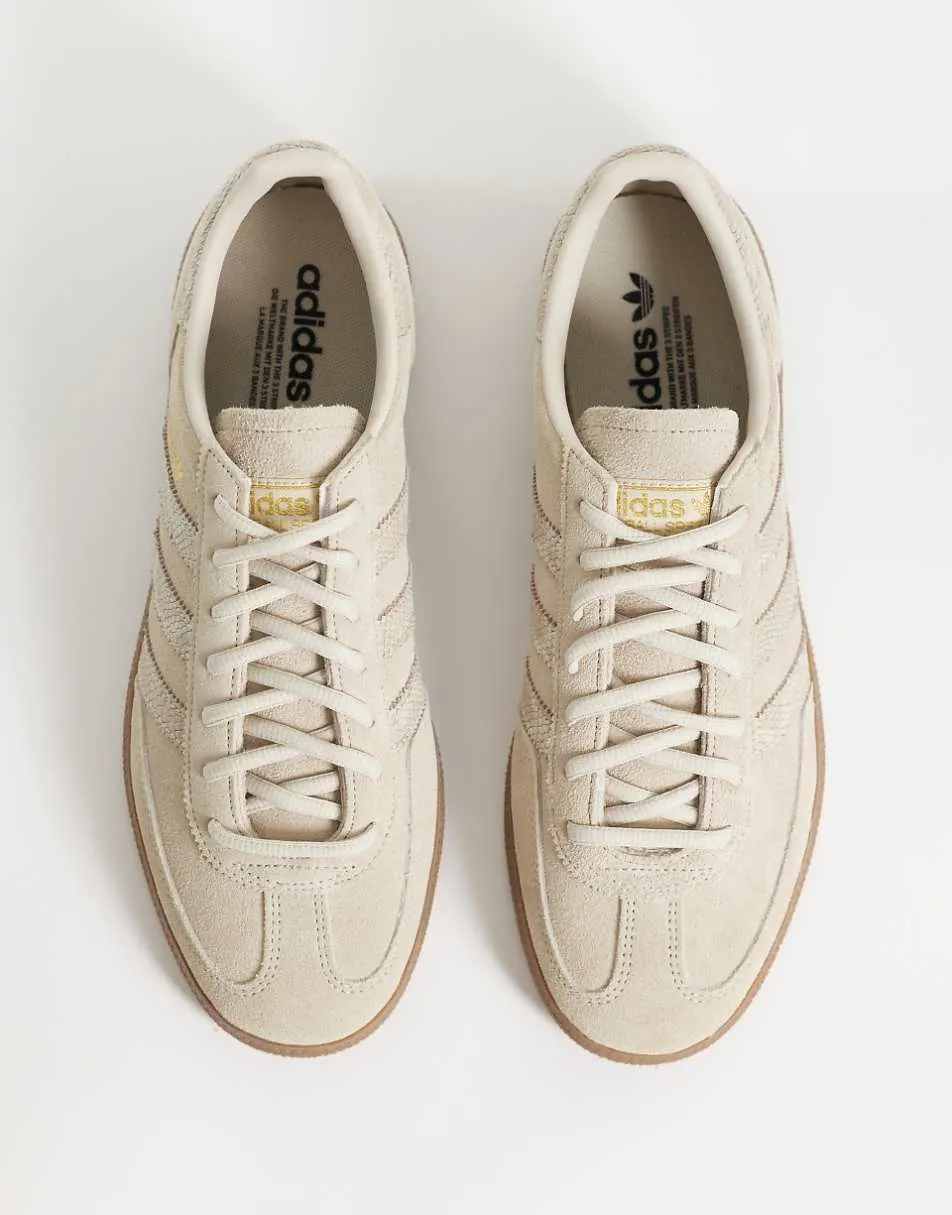 adidas Originals Handball Spezial trainers in beige & snake print