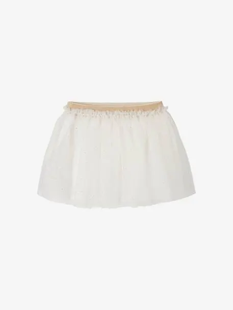 Jupon cérémonie en tulle pailleté bébé - blanc