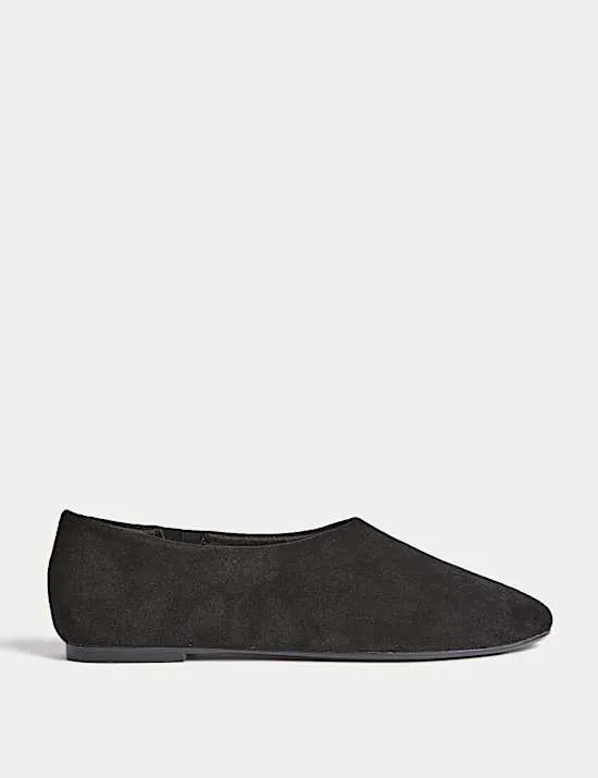 Suede Flat Ballet Pumps