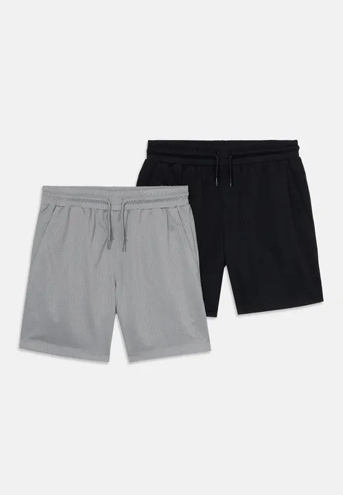 2 PACK KIDS SPORTS SHORTS - Shorts - mottled grey/black