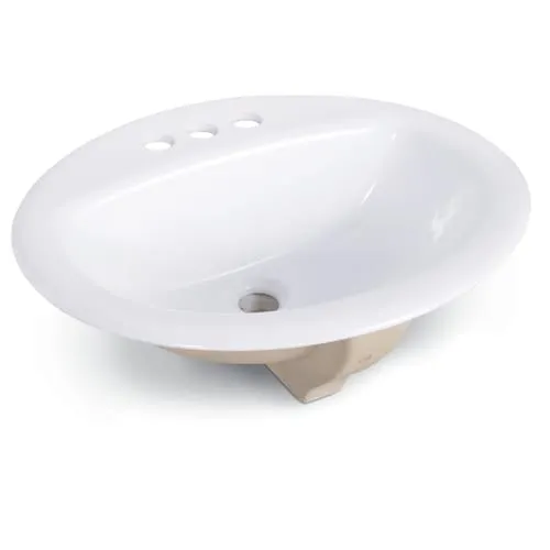 Glacier Bay Oval Drop-In Bathroom Sink in White