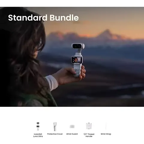 Insta360 Luna Ultra 8K Pocket Gimbal Camera, Dual Leica Lenses, 1" Sensor, 12× Zoom, Detachable 2" Touchscreen White