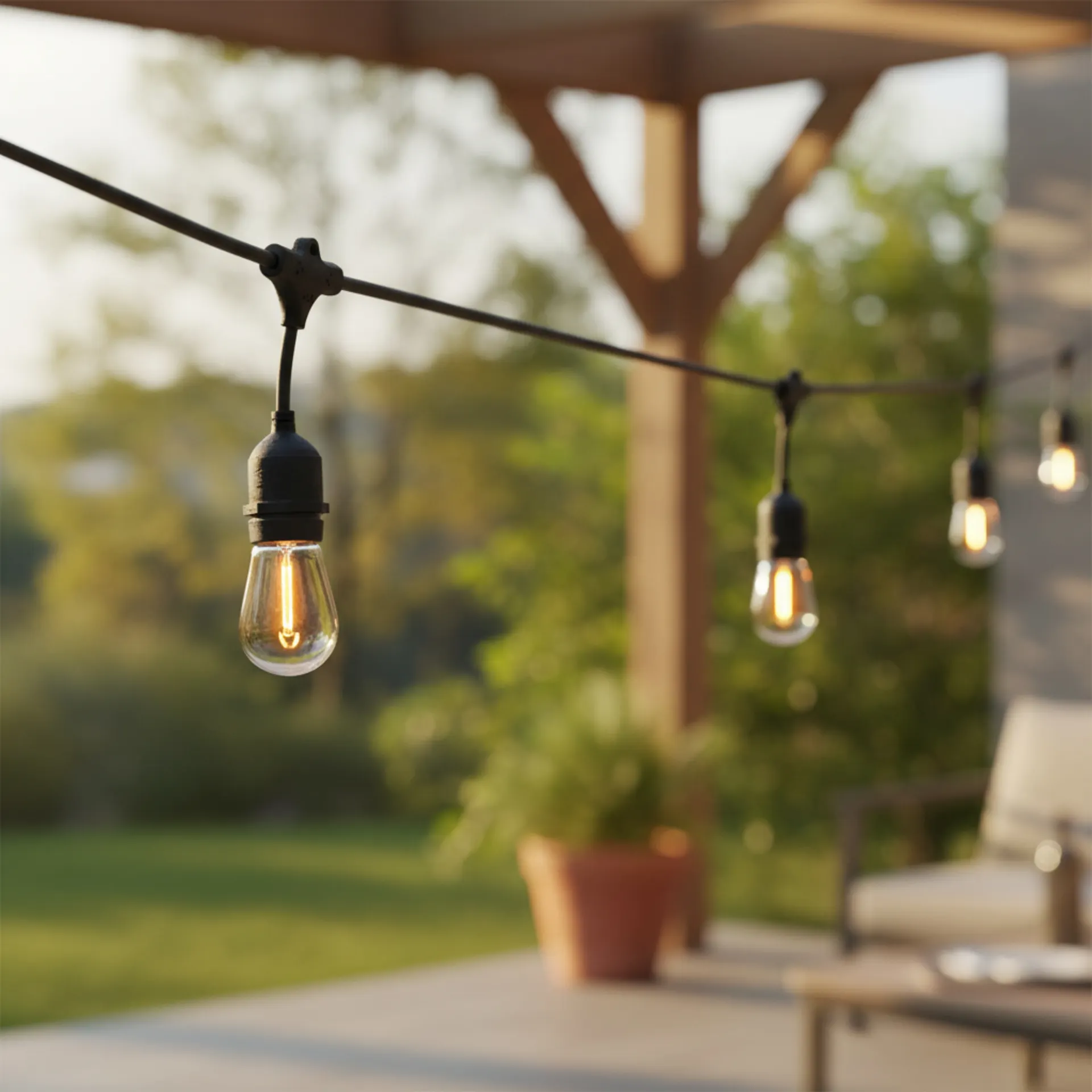 96-ft Plug in Black Indoor String Light with 48 LED Edison Bulbs