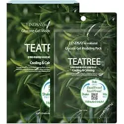 LINDSAY re:natural Teatree Korean Modeling Mask, Cooling & Soothing, 5x35g | Korean Peel Off Mask with Tea Tree, Glucose Gel Modeling Pack | Home Spa for Sensitive Skin | No Bowl Needed