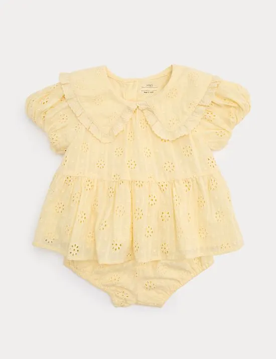 2-teiliges Outfit aus Bluse und Hose aus reiner Baumwolle (0–3 J.)