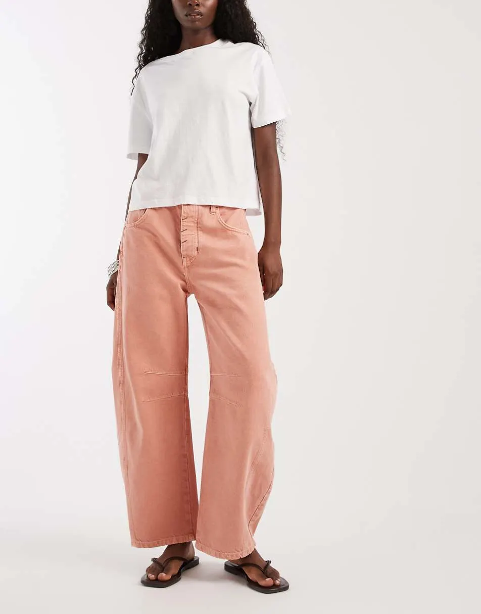 Free People good luck mid rise barrel in pink
