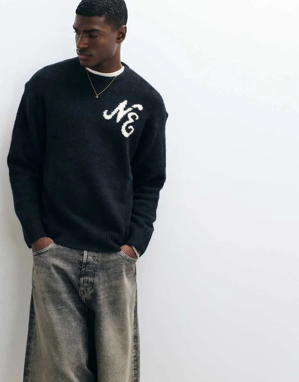 New Era logo knitted jumper in black