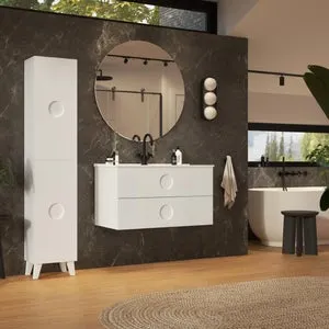 Mueble de baño con lavabo New Sphere blanco mate 80x45 cm