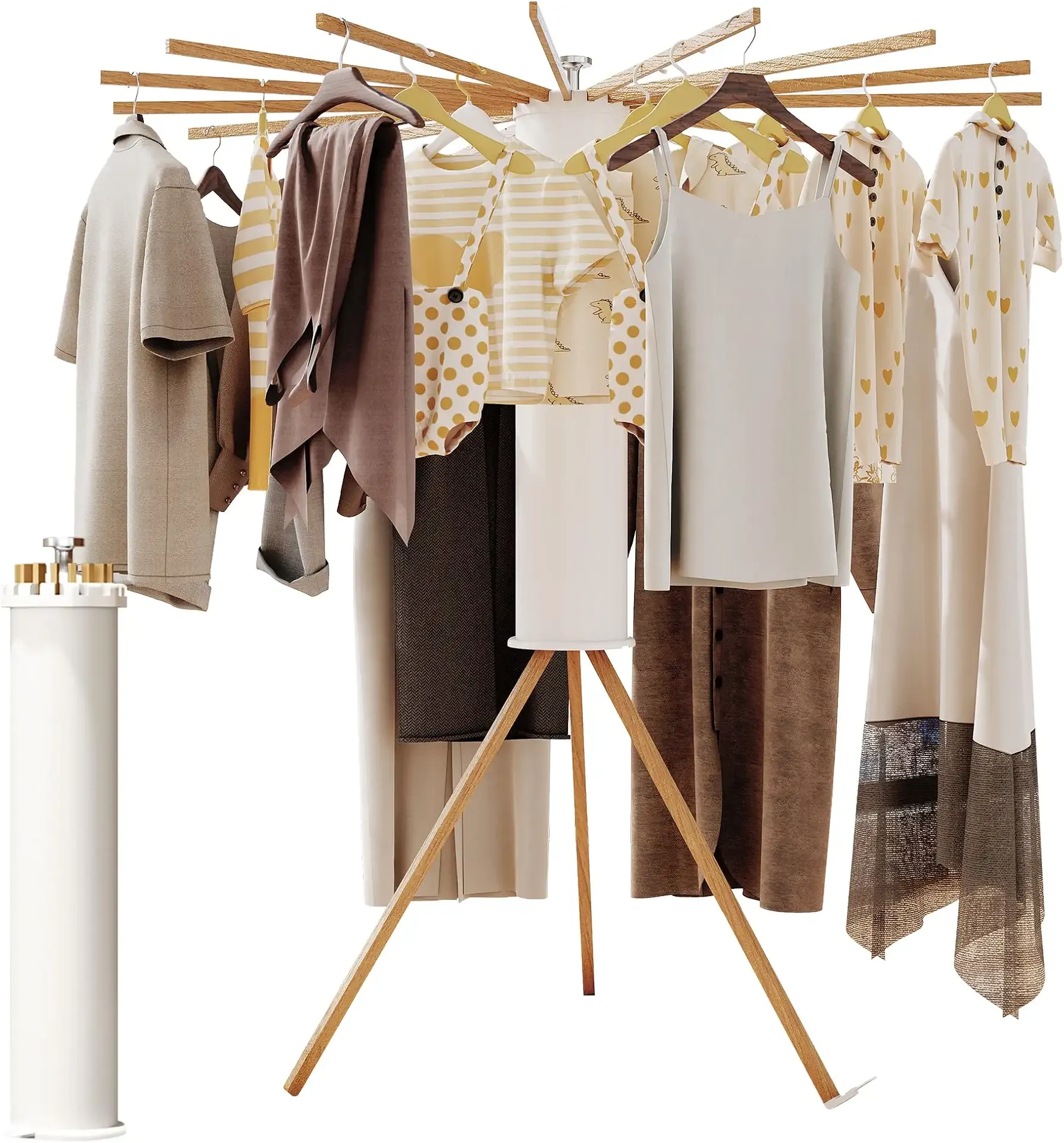 Clothes Drying Rack Foldable,Laundry Drying Rack,Drying Rack Clothing(16 Wood Poles),Clothes Hanger Rack,Laundry Rack Folding,Collapsible,Retractable