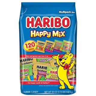 Haribo Gummi Candy Happy Mix Variety Pack, 120-count