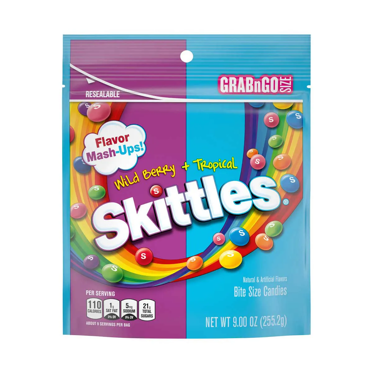 Skittles Wild Berry and Tropical Flavor Mash-Up, 9 oz Bag, 1 ct