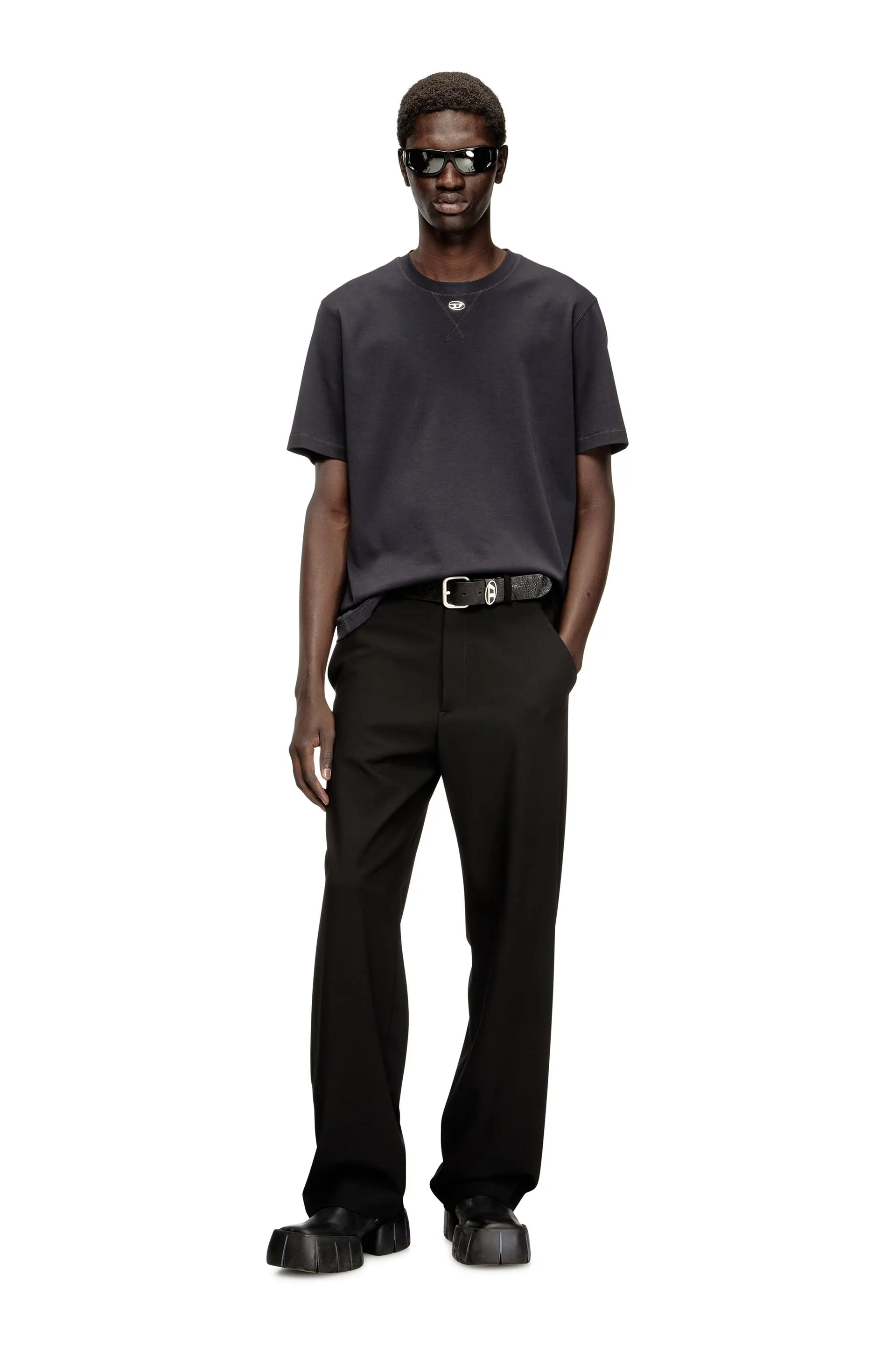 Regular T-shirt with crew neck and Oval D