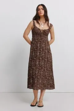 Vestido midi smock pecho