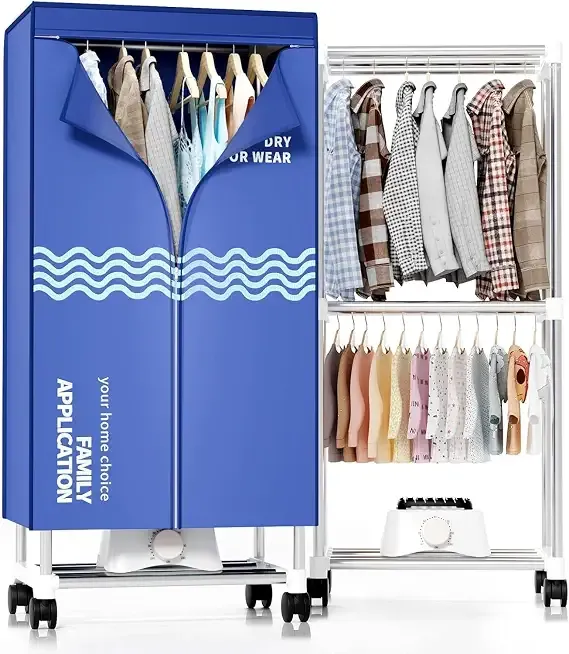 Clothes Dryer, Portable Drying Machine with Timer, 60inch Laundry Drying Wardrobe with Large Capacity, Electric Dryer/Rack for Home | Appartments (Blue TL6)