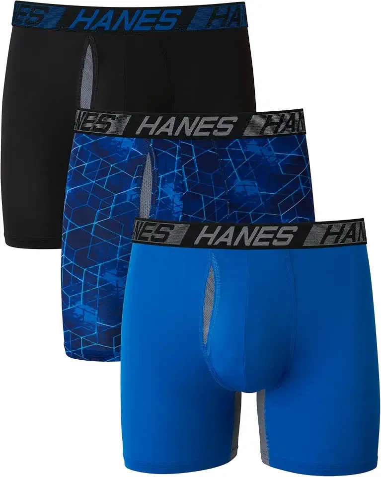 Men's Boxer Briefs Underwear, Total Support Pouch, X-Temp Cooling and Odor Control, 3-Pack