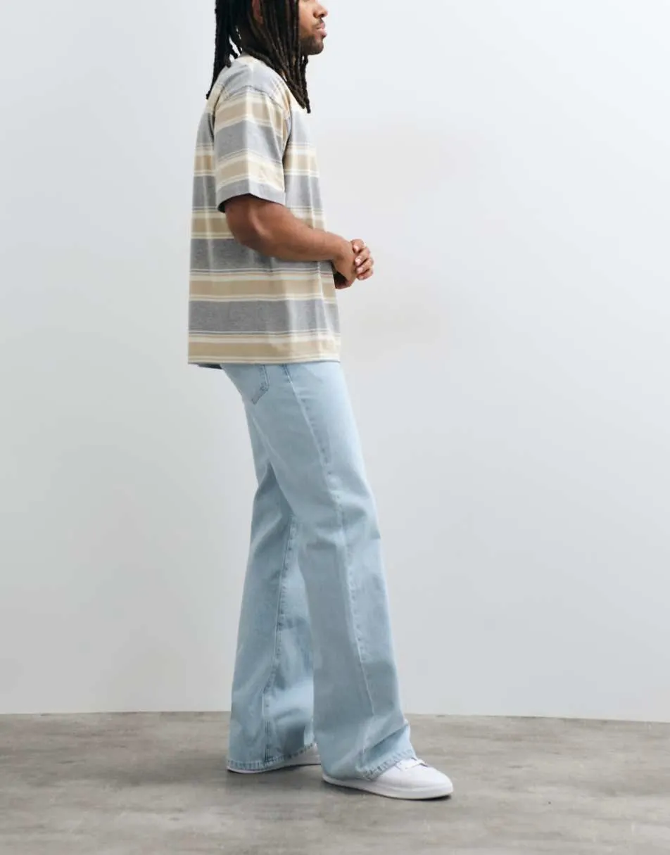 ASOS DESIGN wide flare jeans in light wash blue