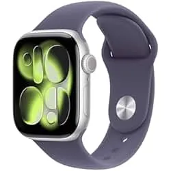 Apple Watch Series 11 [GPS 42mm] Smartwatch with Silver Aluminum Case with Purple Fog Sport Band - S/M. Sleep Score, Fitness Tracker, Health Monitoring, Always-On Display, Water Resistant