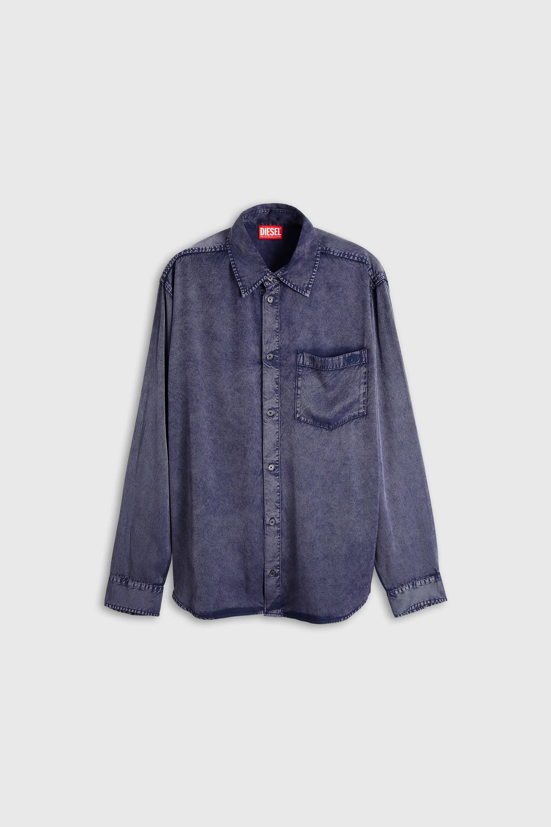 Fluid shirt in denim-effect viscose