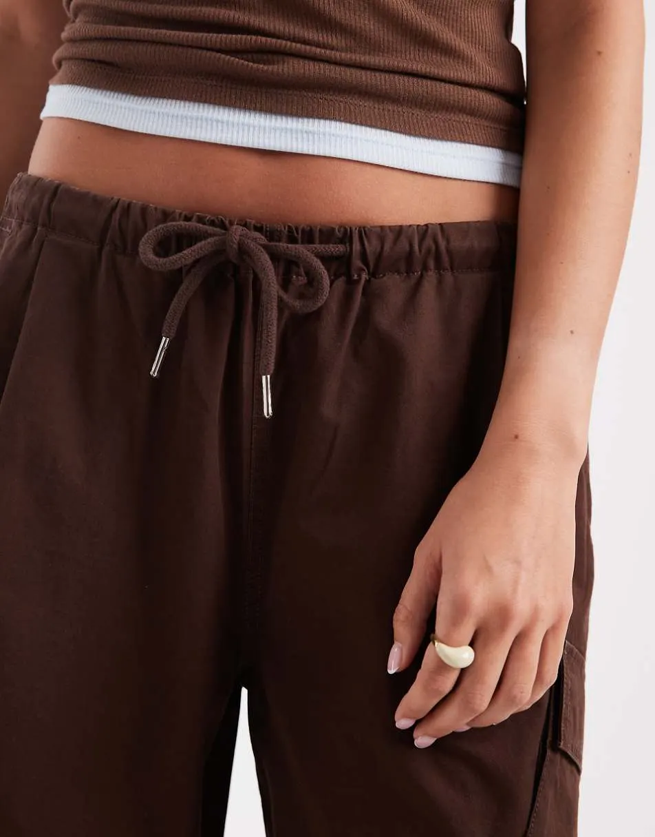 ASOS DESIGN parachute cargo trouser in chocolate