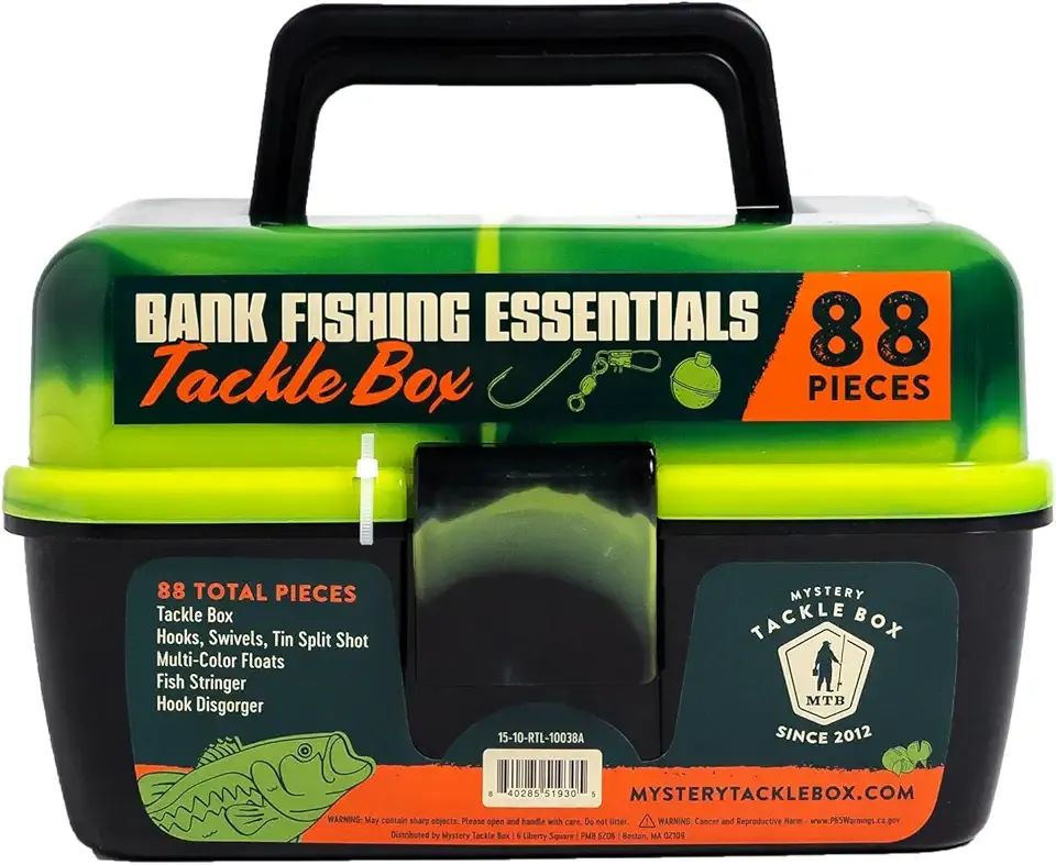 Catch Co Mystery Tackle Box Bank Fishing Essentials - 88 Pieces - Small Tackle Box