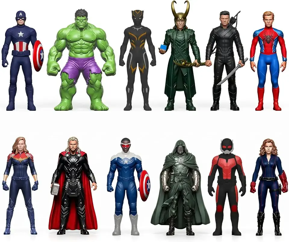 12Pcs Super Hero Action Figures Toy, 4.8 Inch Cartoon Heroic Legends Miniatures - Collectible PVC Toy Models, Desktop Ornaments Display Playset Gift for Kids & Movie Fans