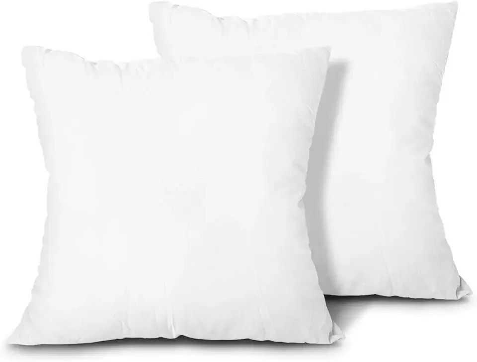 EDOW Throw Pillow Inserts, Set of 2 Lightweight Down Alternative Polyester Pillow, Couch Cushion, Sham Stuffer, Machine Washable. (White, 18x18)