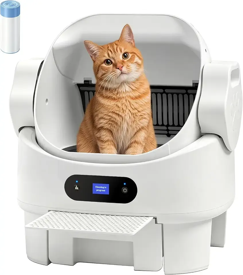 Automatic Cat Litter Box, Self Cleaning, Open-Top, Safety Sensors, Toilet