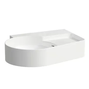 Lavabo LAUFEN VAL, sin agujero para grifo, con rebosadero, 530x400mm, semiseco a la derecha, H8152887571091, Color: blanco mate