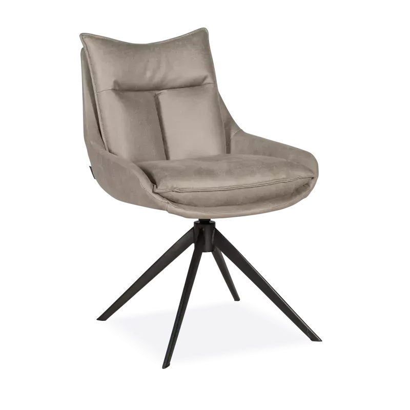 Eetkamerstoel Kenzo - vast - microleder Oxx Clay - pocketvering - poot zwart