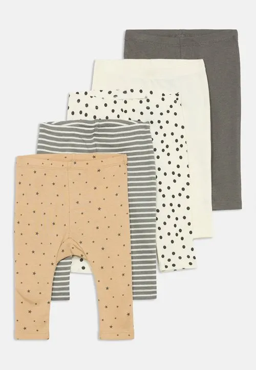 5 PACK BABY LEGGINGS - Leggings - dark grey/bronze-coloured/off white