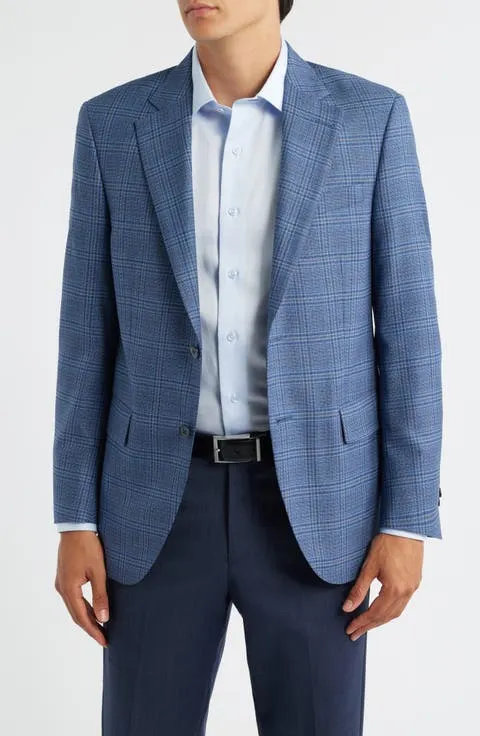 Flynn Classic Fit Blue Plaid Wool Sport Coat (Regular & Big)
