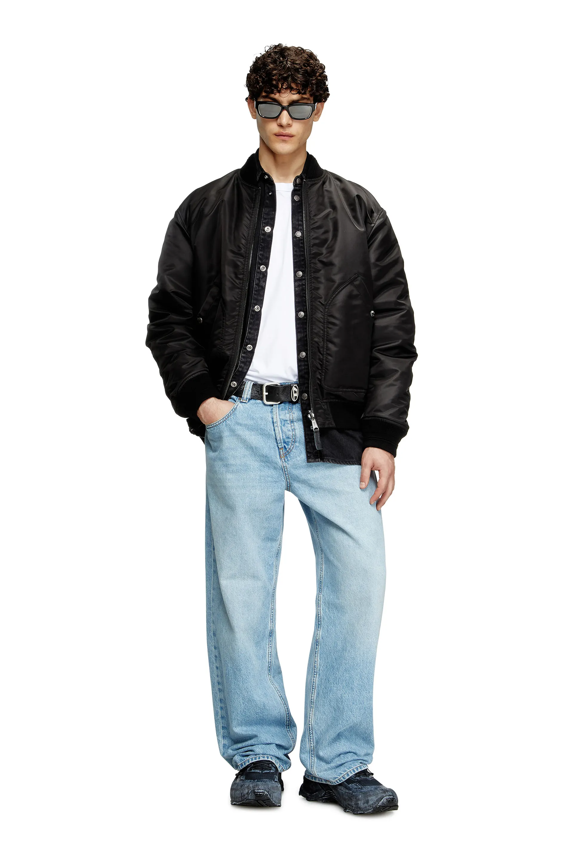 Bomber in padded nylon with Oval D