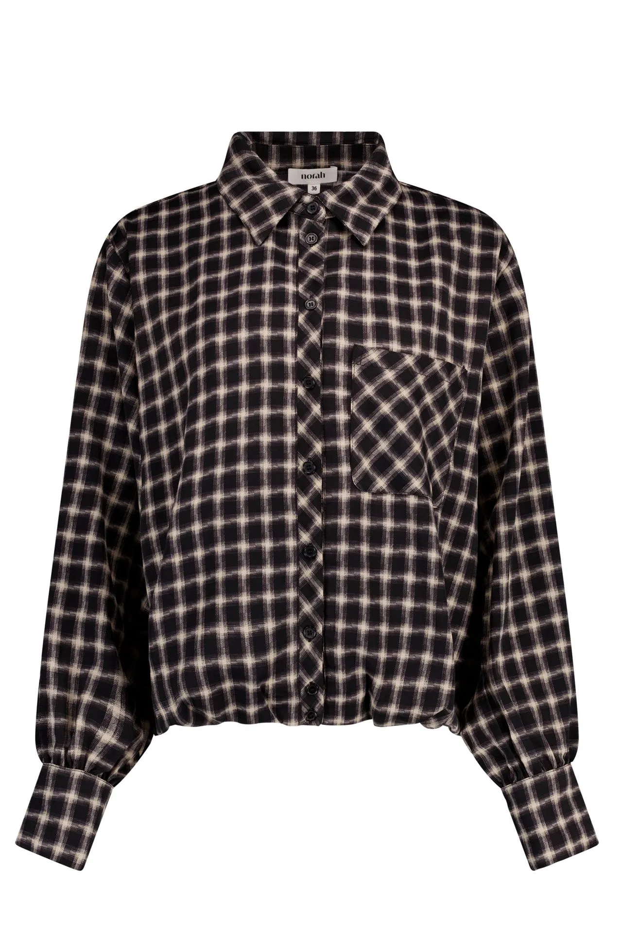 Zwart/zandkleurige geruite blouse