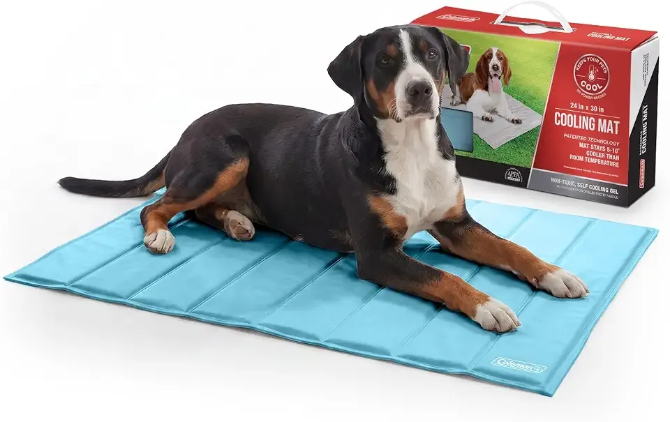Coleman Self Cooling Pet Mat 24 x 30 Inches, Cooling Pad for Dogs & Cats, Pressure Activated Gel Mat, No Refrigeration Needed, Dog Cooling Bed for Crate, Kennel, Floor & Travel (Blue, 24x30)