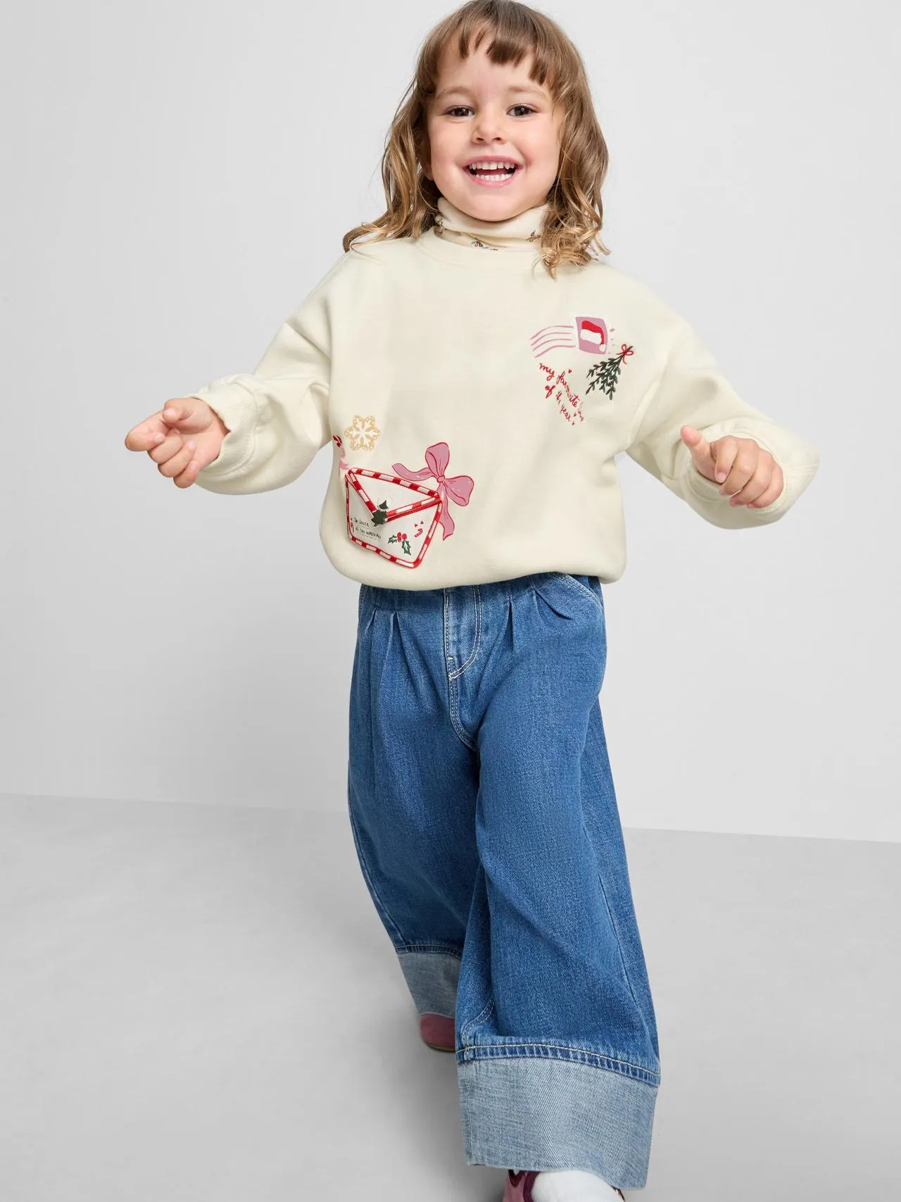 1–9 ans | Sweat-shirt en coton à motif lettre au Père Noël